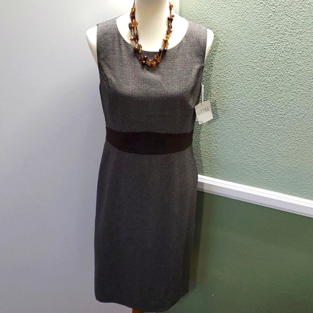 Kasper Sleeveless Houndstooth Print Pencil Dress (NWT)